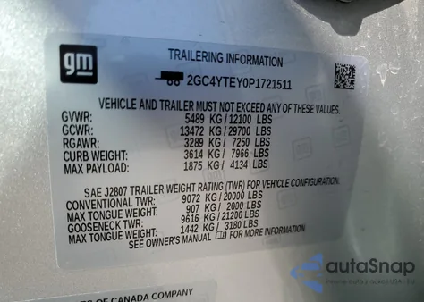 2023 Chevrolet Silverado K3500 Lt из США, поврежденный, VIN 2GC4YTEY0P1721511